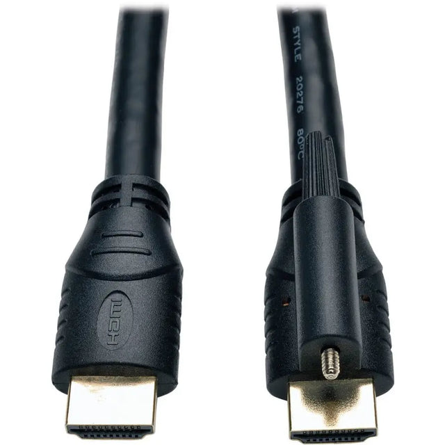 EATON Tripp Lite 15ft High Speed HDMI Cable with Ethernet and Locking Connector Ultra HD 4K x 2K M/M 15' - HDMI for Audio/Video Device, Monitor, TV - 1.28 GB/s - 15 ft - 1 x HDMI Male Digital Audio/Video -  - P569-015-LOCK