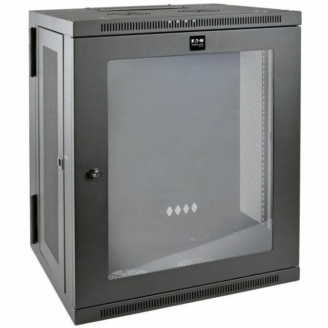 EATON Tripp Lite 15U Wall Mount Rack Enclosure Server Cabinet w Hinged Acrylic Window - For LAN Switch, Patch Panel - 15U Rack Height x 19" Rack Width x 10.42" Rack Depth - Wall Mountable - Black Powder Coa - SRW15USG