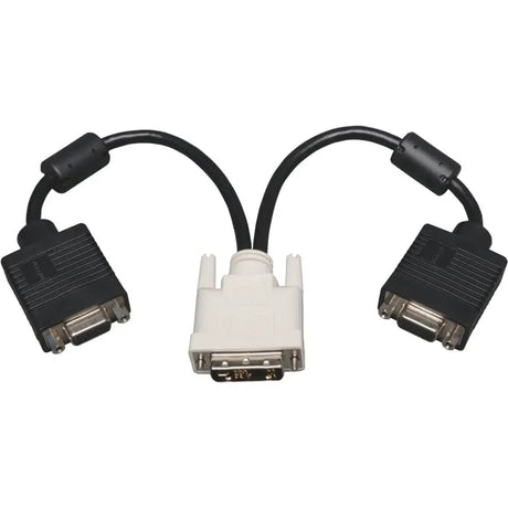 EATON Tripp Lite 1ft DVI to VGA Splitter Adapter Converter DVI-A Analog M to 2x HD15F 1' - (DVI-I-M to 2x HD15-F) 1-ft - P120-001-2