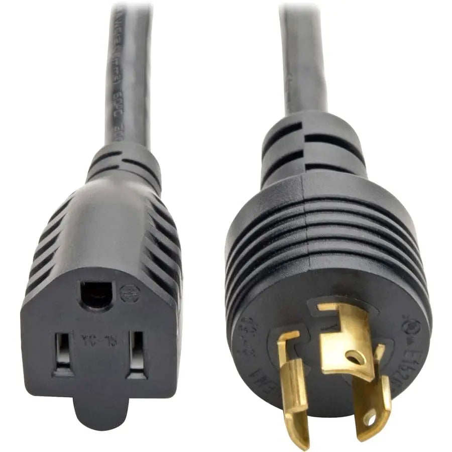 EATON Tripp Lite 1ft Power Cord Adapter Cable 5-15P to 5-15R Heavy Duty 15A 14AWG 1' - 120 V AC15 A - Black - 1 ft Cord Length - P025-001