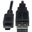 Tripp Lite 1ft USB 2.0 High Speed Converter Adapter Cable Reversible A to 5Pin Mini B M/M - (Reversible A to 5Pin Mini-B M/M) 1-ft. - UR030-001 EATON