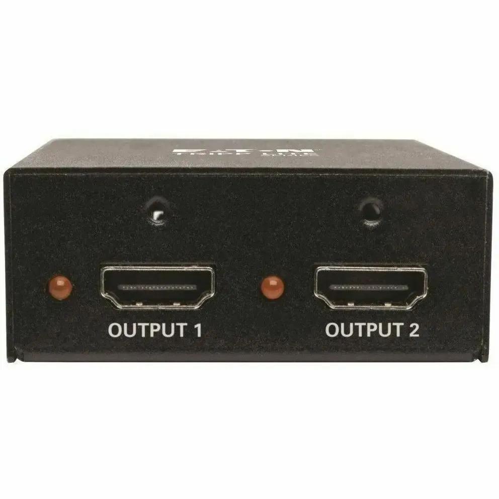 EATON Tripp Lite 2-Port 3D 4K HDMI Splitter, HDMI 2.0, HDCP 2.2 UHD 4K @ 60Hz, HDR, TAA - 3840 × 2160 - 22.97 ft Maximum Operating Distance - HDMI In - HDMI Out - Metal - TAA Compliant - B118-002-UHD-2