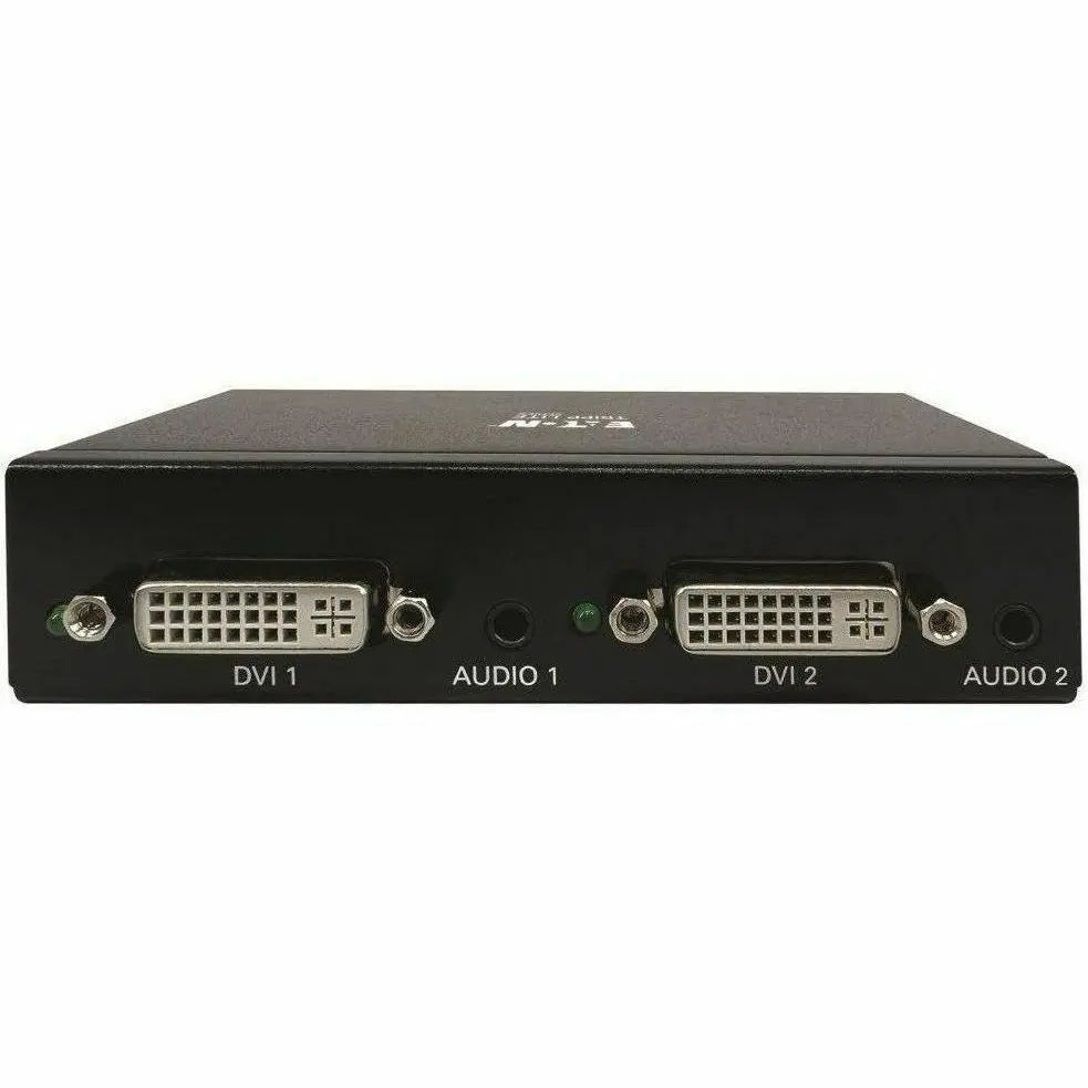 EATON Tripp Lite 2-Port DVI Splitter with Audio and Signal Booster, Single-Link 1080p @ 60 Hz (DVI-D F/2xF), International Plug Adapters, TAA - 1920 x 1200 - 80 ft Maximum Operating Distance - Audio Line In - B116-002A-INT