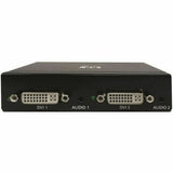 EATON Tripp Lite 2-Port DVI Splitter with Audio and Signal Booster, Single-Link 1080p @ 60 Hz (DVI-D F/2xF), International Plug Adapters, TAA - 1920 x 1200 - 80 ft Maximum Operating Distance - Audio Line In - B116-002A-INT