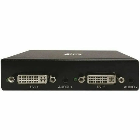 EATON Tripp Lite 2-Port DVI Splitter with Audio and Signal Booster, Single-Link 1080p @ 60 Hz (DVI-D F/2xF), International Plug Adapters, TAA - 1920 x 1200 - 80 ft Maximum Operating Distance - Audio Line In - B116-002A-INT