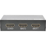 EATON Tripp Lite 2-Port HDMI Switch for Video & Audio 4K x 2K UHD 60 Hz w Remote - 3840 × 2160 - 4K - 2 x 1 - Display, Blu-ray Disc Player, Computer, Gaming Console, Satellite Receiver, DVR - 1 x HDMI Out - B119-002-UHD