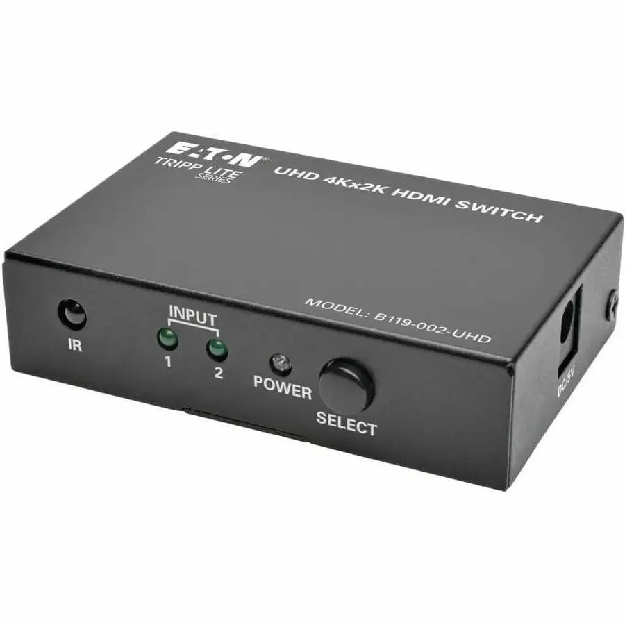 EATON Tripp Lite 2-Port HDMI Switch for Video & Audio 4K x 2K UHD 60 Hz w Remote - 3840 × 2160 - 4K - 2 x 1 - Display, Blu-ray Disc Player, Computer, Gaming Console, Satellite Receiver, DVR - 1 x HDMI Out - B119-002-UHD