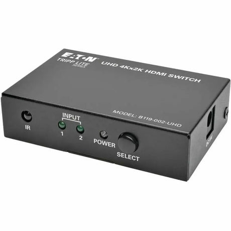 EATON Tripp Lite 2-Port HDMI Switch for Video & Audio 4K x 2K UHD 60 Hz w Remote - 3840 × 2160 - 4K - 2 x 1 - Display, Blu-ray Disc Player, Computer, Gaming Console, Satellite Receiver, DVR - 1 x HDMI Out - B119-002-UHD