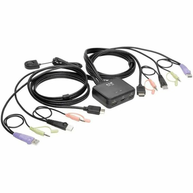 EATON Tripp Lite 2-Port KVM Switch w/ HDMI USB Audio Cables Peripheral Sharing - 2 Computer(s) - 1 Local User(s) - 0 Remote User(s) - 1920 x 1200 - 0 - 2 x USB - 1 x HDMI - Desktop - B032-HUA2