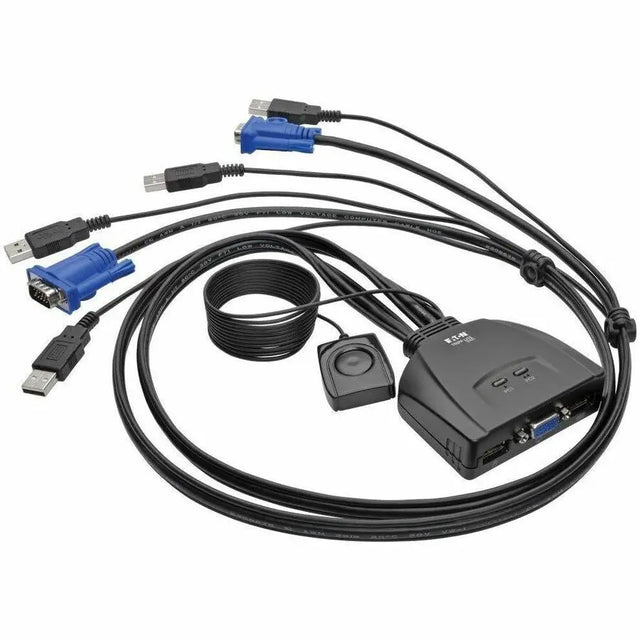 EATON Tripp Lite 2-Port USB/VGA Cable KVM Switch with Cables and USB Peripheral Sharing - 2 Computer(s) - 1 Local User(s) - 0 Remote User(s) - 2048 x 1536 - 0 - 2 x USB1 x VGA - Desktop - B032-VU2