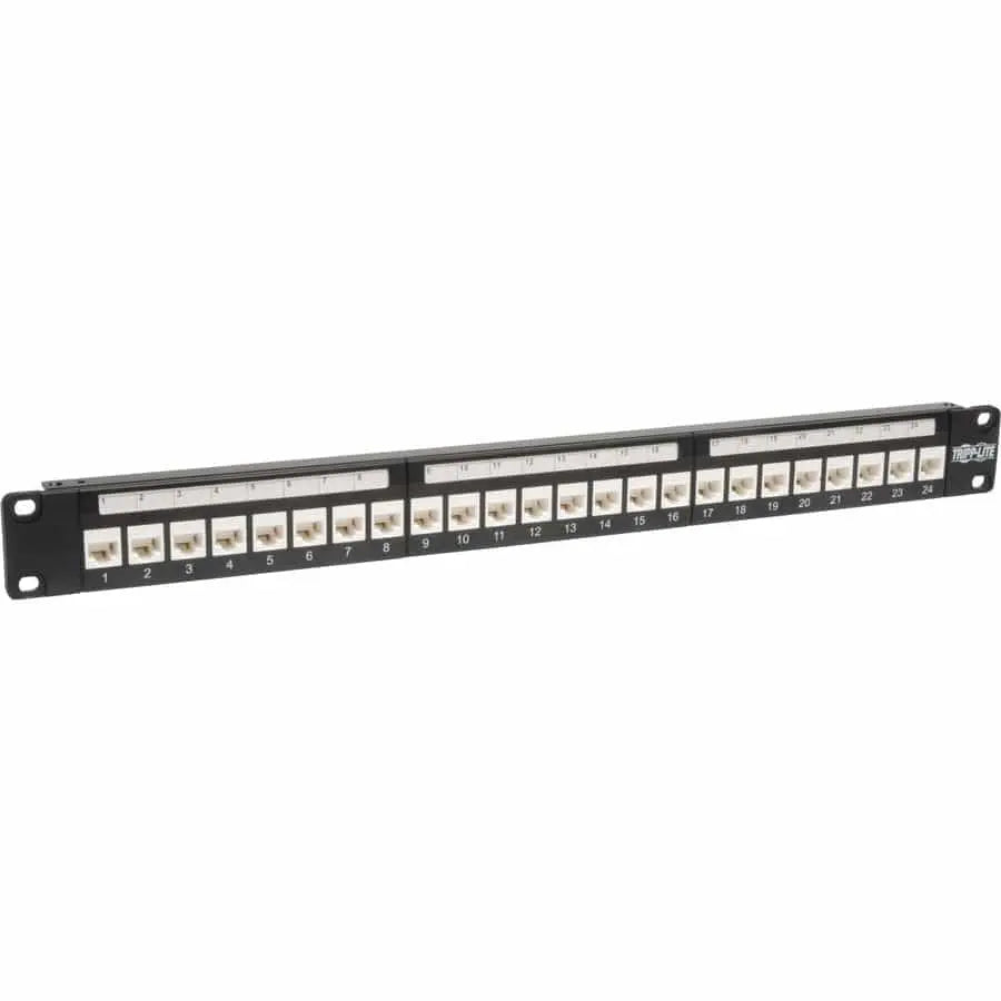 EATON Tripp Lite 24-Port Cat6 Cat5e Patch Panel Low Profile Feed Through Rackmount RJ45 1U TAA - 24 x RJ-45 - N250-024-LP