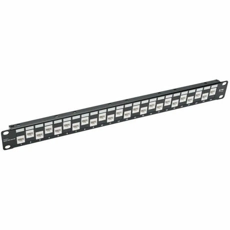 EATON Tripp Lite 24-Port Cat6a Cat6 Cat5e Feed-Through Patch Panel Offset RJ45 1U - 24 Port(s) - 24 x RJ-45 - 1U High - 19" Wide - Rack-mountable - N254-024-6A-OF