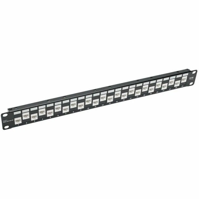 EATON Tripp Lite 24-Port Cat6a Cat6 Cat5e Feed-Through Patch Panel Offset RJ45 1U - 24 Port(s) - 24 x RJ-45 - 1U High - 19" Wide - Rack-mountable - N254-024-6A-OF