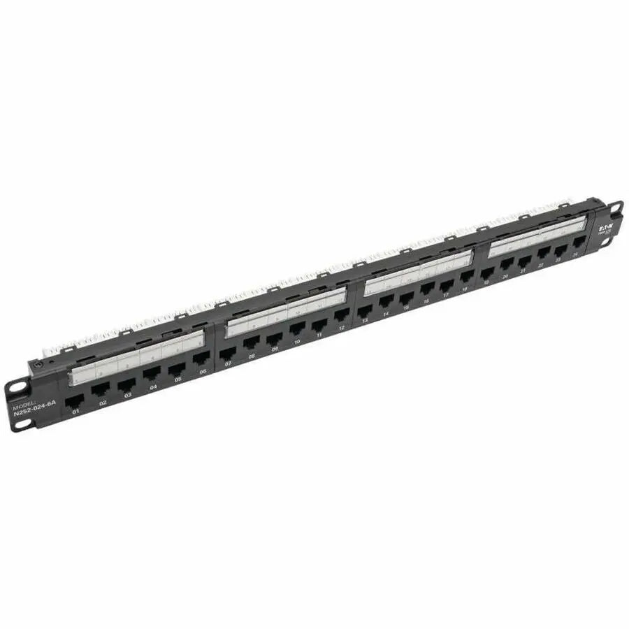 EATON Tripp Lite 24-Port Cat6a Cat6 Cat5e Patch Panel 110 Punchdown RJ45 1URM TAA - 24 Port(s) - 24 x RJ-45 - 1U High - Black - 19" Wide - Rack-mountable - N252-024-6A