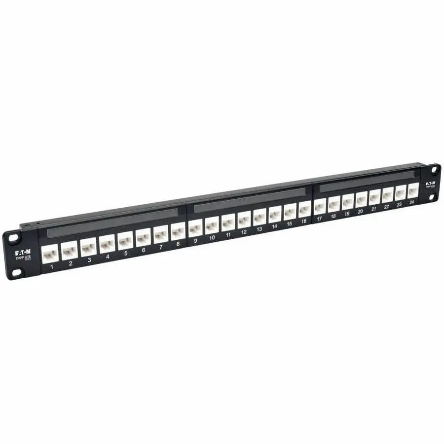 EATON Tripp Lite 24-Port Cat6a Patch Panel Feedthrough Rackmount RJ45 Ethernet 1U - 24 Port(s) - 24 x RJ-45 - 1U High - Rack-mountable - N254-024-6A
