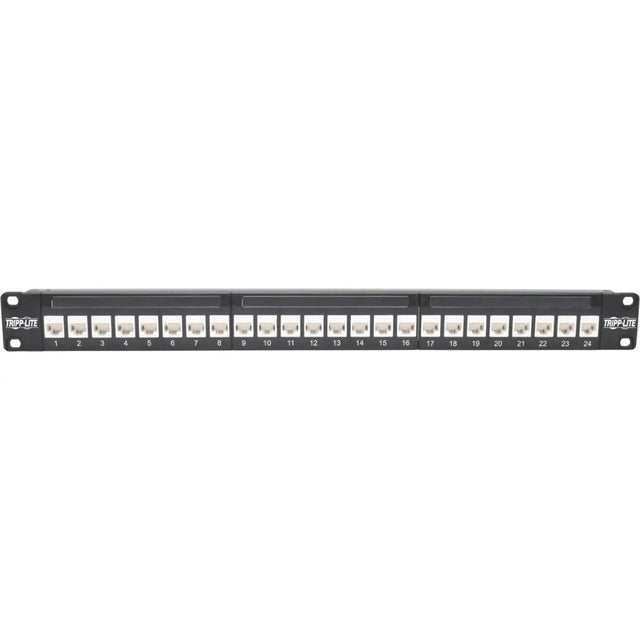 EATON Tripp Lite 24-Port Cat6a Patch Panel Feedthrough Rackmount RJ45 Ethernet 1U - 24 Port(s) - 24 x RJ-45 - 1U High - Rack-mountable - N254-024-6A