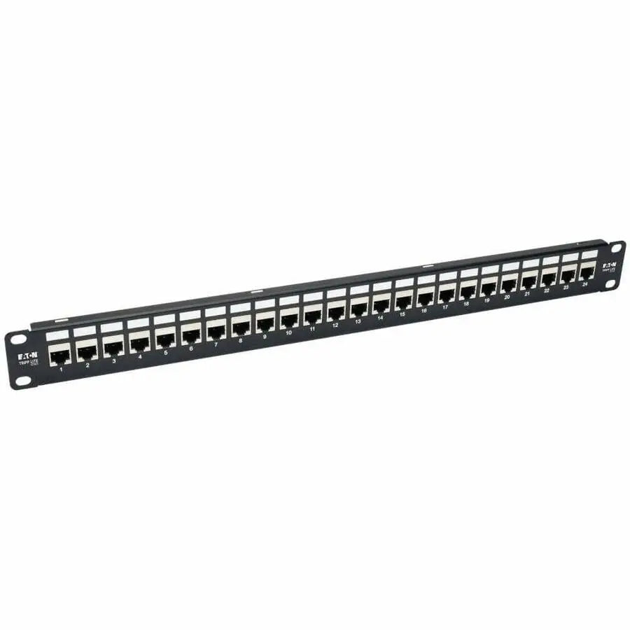 EATON Tripp Lite 24-Port Cat6a Patch Panel Shielded Feedthrough Rackmount RJ45 1U - 24 Port(s) - 24 x RJ-45 - 1U High - Rack-mountable - N254-024-SH-6A