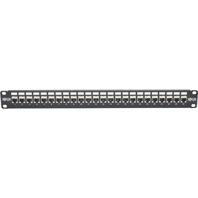 EATON Tripp Lite 24-Port Cat6a Patch Panel Shielded Feedthrough Rackmount RJ45 1U - 24 Port(s) - 24 x RJ-45 - 1U High - Rack-mountable - N254-024-SH-6A