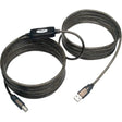 EATON Tripp Lite 25ft USB 2.0 Hi-Speed Active Repeater Cable USB-A to USB-B M/M - USB for Printer - 25 ft - 1 x Type A Male USB - 1 x Type B Male USB - Silver - U042-025