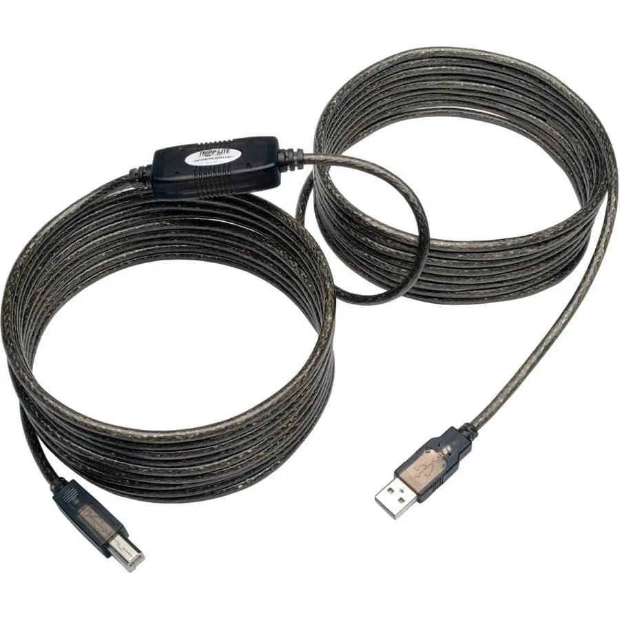 EATON Tripp Lite 25ft USB 2.0 Hi-Speed Active Repeater Cable USB-A to USB-B M/M - USB for Printer - 25 ft - 1 x Type A Male USB - 1 x Type B Male USB - Silver - U042-025