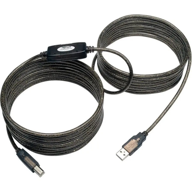 EATON Tripp Lite 25ft USB 2.0 Hi-Speed Active Repeater Cable USB-A to USB-B M/M - USB for Printer - 25 ft - 1 x Type A Male USB - 1 x Type B Male USB - Silver - U042-025