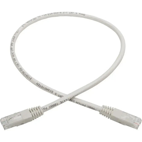EATON Tripp Lite 2ft Cat6 Gigabit Molded Patch Cable RJ45 M/M 550MHz 24 AWG White - Category 6 for Network Device, Router, Modem, Blu-ray Player, Printer, Computer - 128 MB/s - Patch Cable - 2 ft - 1 x RJ-4...  - N200-002-WH