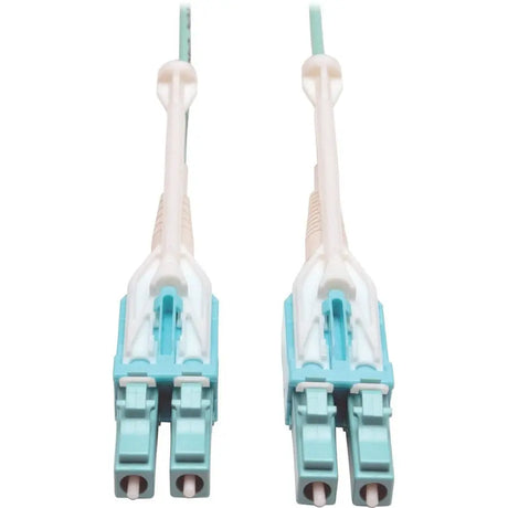 EATON Tripp Lite 2M 10Gb 50/125 OM3 Fiber Cable Push / Pull Tabs LC/LC Aqua 6ft - Fiber Optic for Network Device - 6 ft - 2 x LC Male Network - 2 x LC Male Network - Aqua - N820-02M-T