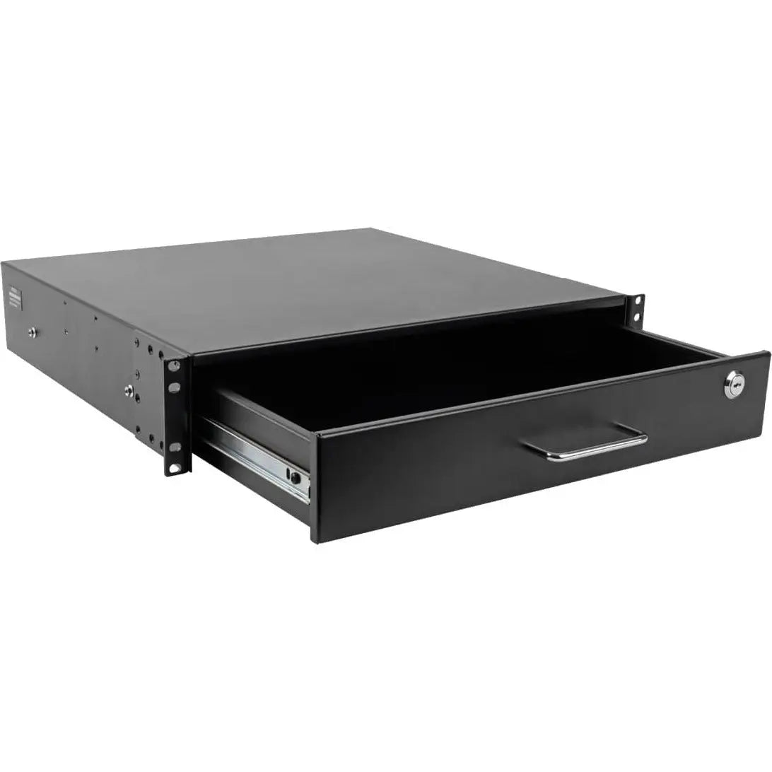 EATON Tripp Lite 2U Locking Rackmount Storage Drawer Rack Enclosures/ Open Frame - 19" 2U Wide Rack-mountable - Black Powder Coat - Cold-rolled Steel (CRS) - 50 lb x Maximum Weight Capacity - SRDRAWER2U