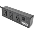 EATON Tripp Lite 3-Outlet Surge Protector Power Strip w/ 2-Port USB Charging Black - 3 x NEMA 5-15R, 2 x USB - 510 J - 120 V AC Input - 120 V AC, 5 V DC Output - TLP310USBS