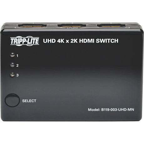 EATON Tripp Lite 3 Port HDMI Mini Switch for Video and Audio 4K x 2K UHD 30 Hz - 3840 × 2160 - 4K - 3 x 1 - 1 x HDMI Out - B119-003-UHD-MN