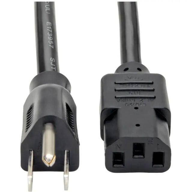 EATON Tripp Lite 3ft Computer Power Cord Cable 5-15P to C13 Heavy Duty 15A 14AWG 3' - For Server - 14 Gauge - 125 V AC15 A - Black - 3 ft Cord Length - P007-003