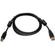 EATON Tripp Lite 3ft USB 2.0 Hi-Speed A/B Device Cable Ferrite Chokes M/M 3' - USB - 3 ft - 1 x Type A Male USB - 1 x Type B Male USB - Black - U023-003