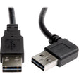 EATON Tripp Lite 3ft USB 2.0 High Speed Reversible Connector Cable Right Angle Universal M/M - (Right / Left Angle Reversible A to Reversible A M/M) 3-ft. - UR020-003-RA