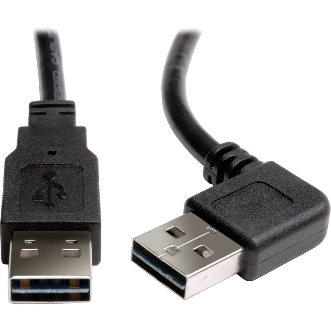 EATON Tripp Lite 3ft USB 2.0 High Speed Reversible Connector Cable Right Angle Universal M/M - (Right / Left Angle Reversible A to Reversible A M/M) 3-ft. - UR020-003-RA