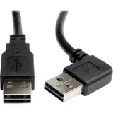 EATON Tripp Lite 3ft USB 2.0 High Speed Reversible Connector Cable Right Angle Universal M/M - (Right / Left Angle Reversible A to Reversible A M/M) 3-ft. - UR020-003-RA