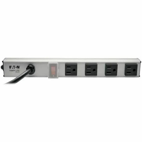 EATON Tripp Lite 4-Outlet Power Strip NEMA 5-15R 5-15P 10ft Cord 12 inches Metal - NEMA 5-15P - 4 x NEMA 5-15R - 10 ft Cord - 15 A Current - 120 V AC Voltage - Gray, Black - PS120410