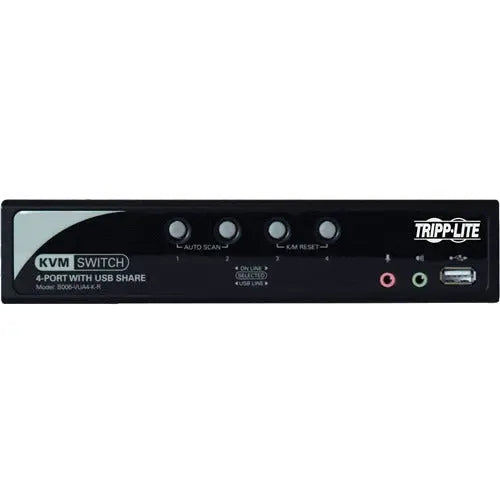 EATON Tripp Lite 4-Port Desktop KVM Switch Audio, 2-Port USB, On-Screen Display & Cables - 4 Computer(s) - 2048 x 1536 - 2 x PS/2 Port - 2 x USB - Rack-mountable, Desktop - 1U - B006-VUA4-K-R