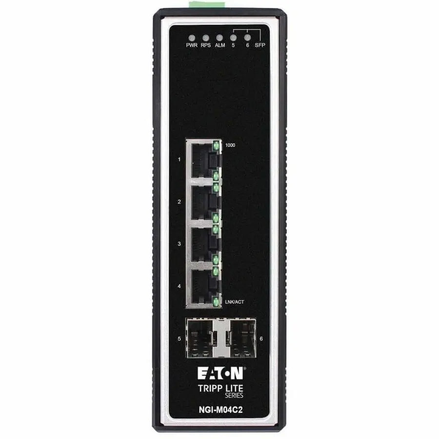 EATON Tripp Lite 4-Port Managed Industrial Gigabit Ethernet Switch - 10/100/1000 Mbps, 2 GbE SFP Slots, -40&deg; to 75&deg;C, DIN Mount - 4 Ports - Manageable - Gigabit Ethernet - 10/100/1000Base-T, 100Base...  - NGI-M04C2