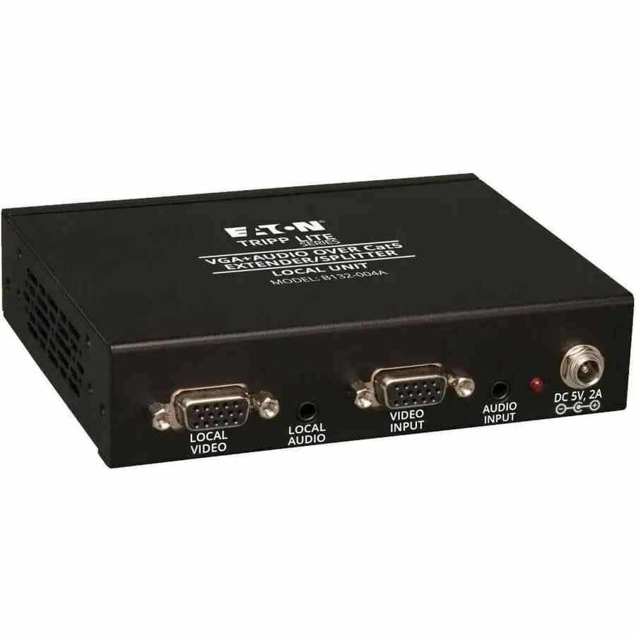 EATON Tripp Lite 4-Port VGA + Audio over Cat5 Cat6 Video Extender Splitter Transmitter - 1 Input Device - 4 Output Device - 1000 ft Range - 4 x Network (RJ-45) - 1 x VGA In - 1 x VGA Out - 1920 x 1440 - Twi...  - B132-004A-2