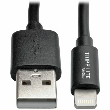 EATON Tripp Lite 4ft Lightning USB/Sync Charge Coiled Cable for Apple Iphone / Ipad Black 4' - USB/Proprietary for iPhone, iPod, Notebook, iPad, Desktop Computer - 4 ft - 1 x Type A Male USB - 1 x Lightning - M100-004COIL-BK