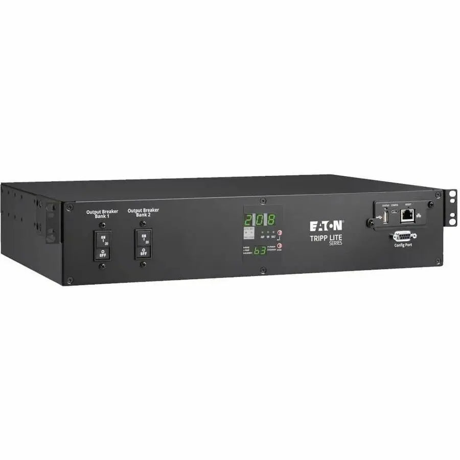 EATON Tripp Lite 5.8kW 208/240V Single-Phase ATS/Monitored PDU - 16 C13, 2 C19 & 1 L6-30R Outlets, Dual L6-30P Inputs, 10 ft. Cords, 2U, TAA - Monitored - NEMA L6-30P - 16 x IEC 60320 C13, 2 x IEC 60320 C19...  - PDUMNH30HVAT2