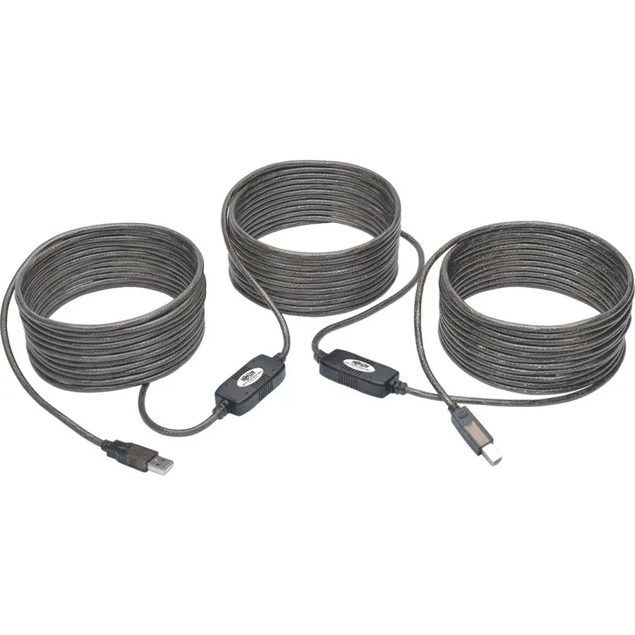 EATON Tripp Lite 50ft USB 2.0 Hi-Speed Active Repeater Cable USB-A to USB-B M/M - USB for Scanner, Card Reader, Printer - 60 MB/s - 50 ft - 1 x Type A Male USB - 1 x Type B Male USB - Nickel Plated, Gold Pl...  - U042-050