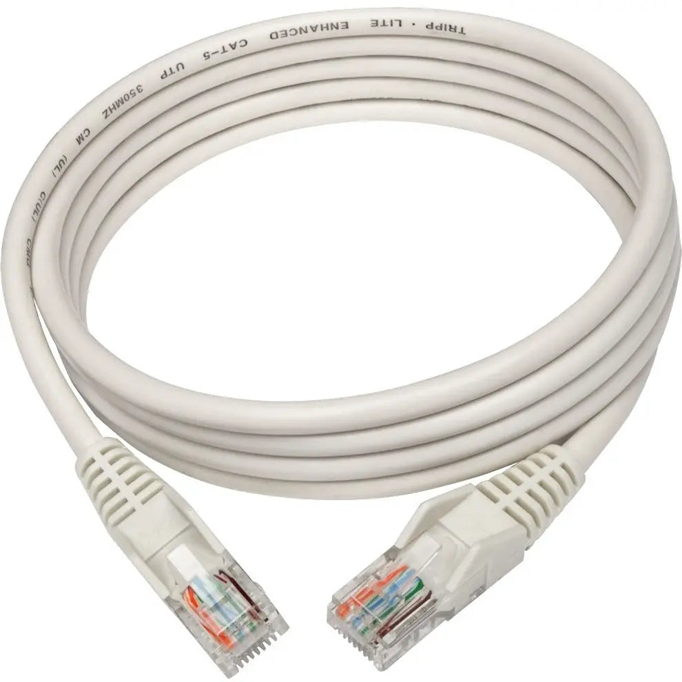 EATON Tripp Lite 5ft Cat5 Cat5e Snagless Molded Patch Cable UTP White RJ45 M/M 5' - Category 5e for Network Device, Router, Switch, Printer, Server - 128 MB/s - Patch Cable - 5 ft - 1 x RJ-45 Male Network -...  - N001-005-WH