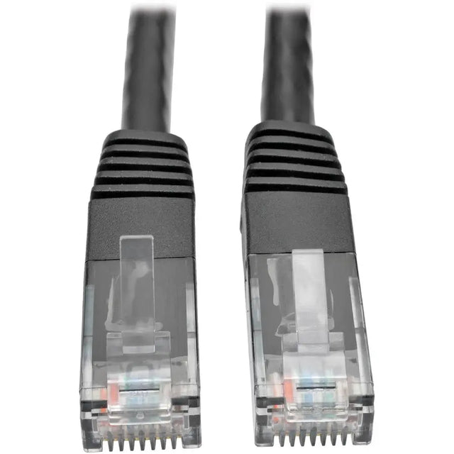 EATON Tripp Lite 5ft Cat6 Gigabit Molded Patch Cable RJ45 M/M 550MHz 24 AWG Black - 5 ft Category 6 Network Cable for Network Device, Router, Modem, Blu-ray Player, Printer, Computer - First End: 1 x RJ-45 ...  - N200-005-BK