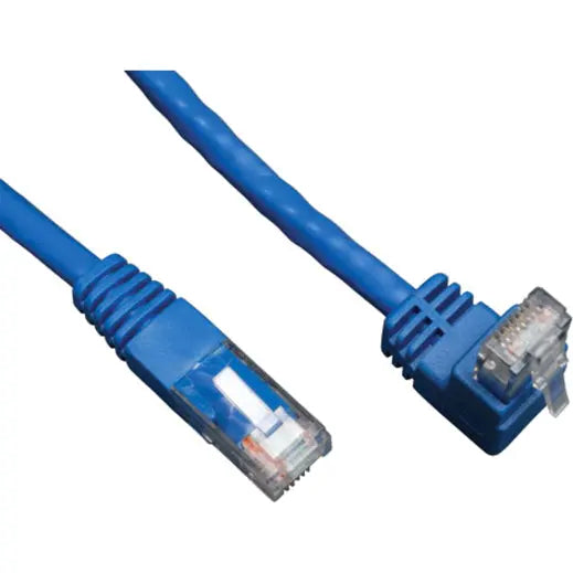 Tripp Lite 5ft Cat6 Gigabit Molded Patch Cable RJ45 Right Angle Up to Straight M/M Blue 5' - Category 6 for Network Device - 5ft - 1 x RJ-45 Male Network - 1 x RJ-45 Male Network - Blue - N204-005-BL-UP EATON