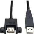 EATON Tripp Lite 6 Inch Panel Mount USB 2.0 Extension Cable USB A to Panel Mount A Male/Female - (A M to panel mount A F) 6-in. - U024-06N-PM