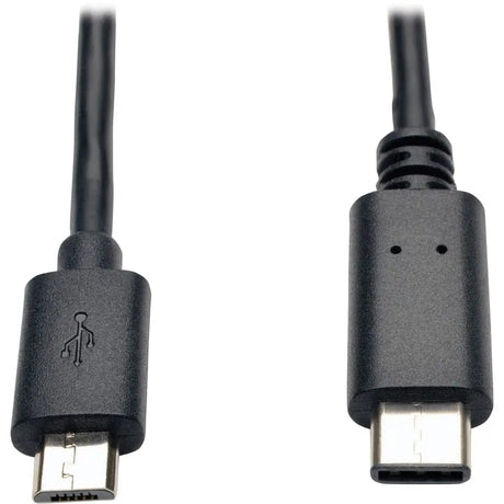 EATON Tripp Lite 6ft USB 2.0 Hi-Speed Cable Micro-B Male to USB Type-C USB-C Male - USB - 60 MB/s - 6 ft - 1 x Micro-B Male USB - 1 x Type C Male USB - Gold-plated Contacts, Nickel Plated - Shielding - Blac...  - U040-006-MICRO