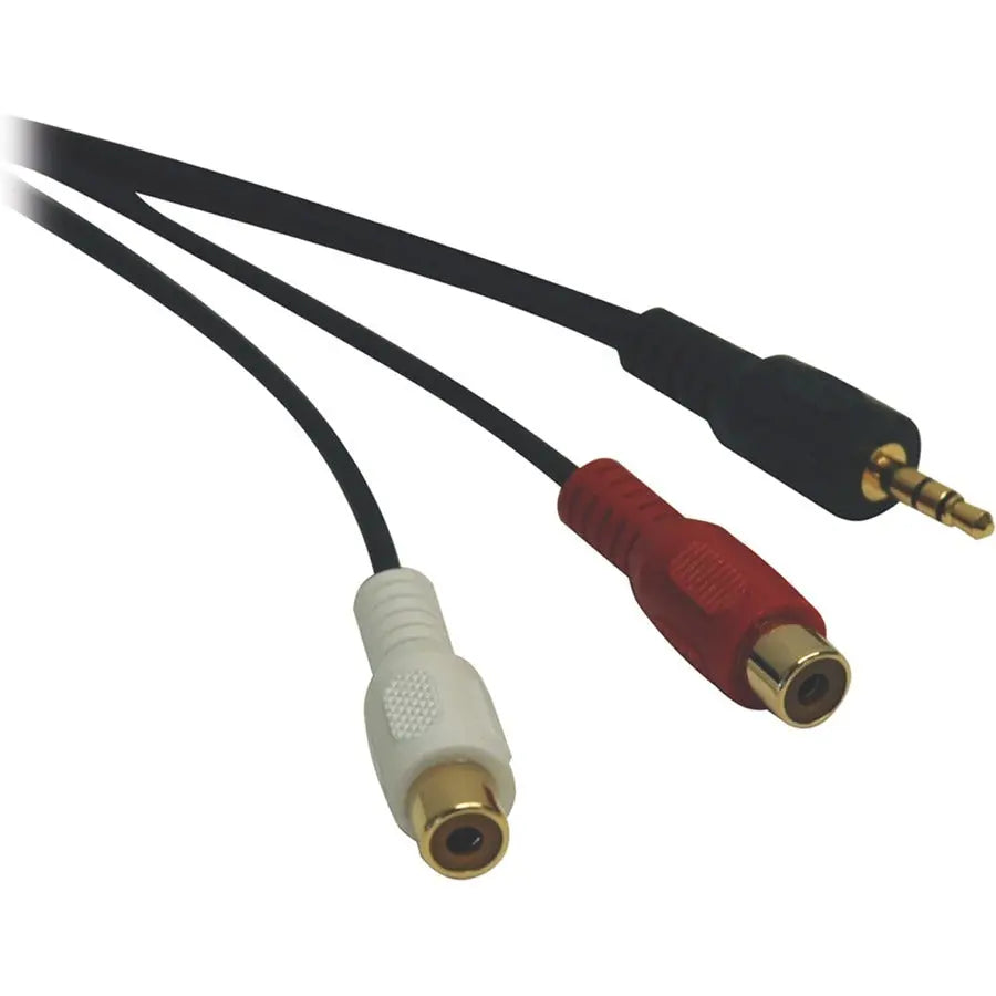 EATON Tripp Lite 6in Mini Stereo to 2RCA Audio Y Splitter Adapter Cable 3.5mm 2xF/M 6" - 6" Mini-phone/RCA Audio Cable for Chromebook, MP3 Player, CD Player, Radio, Speaker - First End: 1 x Mini-phone Stere - P315-06N