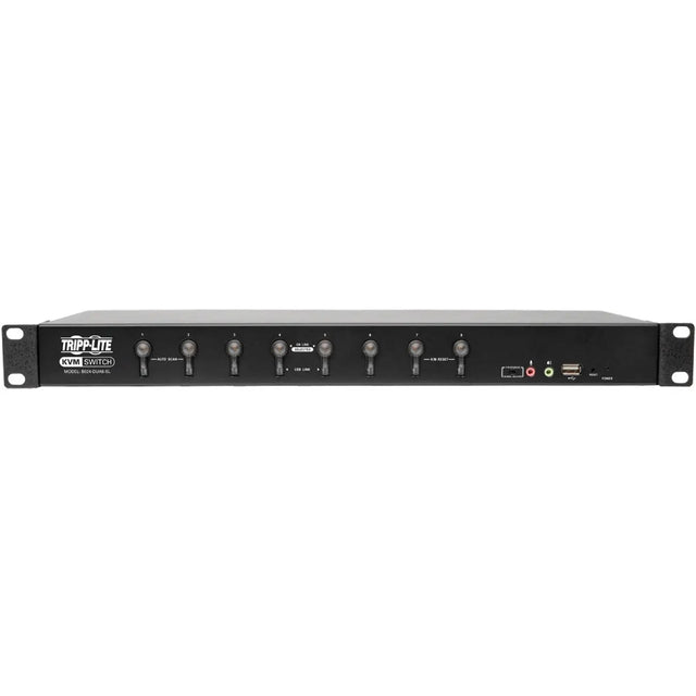 EATON Tripp Lite 8-Port KVM Switch DVI/USB w Audio & Peripheral Sharing 1U 1080p - 8 Computer(s) - 1 Local User(s) - 2048 x 1536 - 11 x USB - 9 x DVI1 x VGA - Rack-mountable - 1U - B024-DUA8-SL