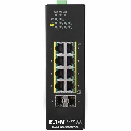 EATON Tripp Lite 8-Port Lite Managed Industrial Gigabit Ethernet Switch - 10/100/1000 Mbps, PoE+ 30W, 2 GbE SFP Slots, -10&deg; to 60&deg;C, DIN Mount - 8 Ports - Manageable - Gigabit Ethernet - 10/100/1000...  - NGI-S08C2POE8